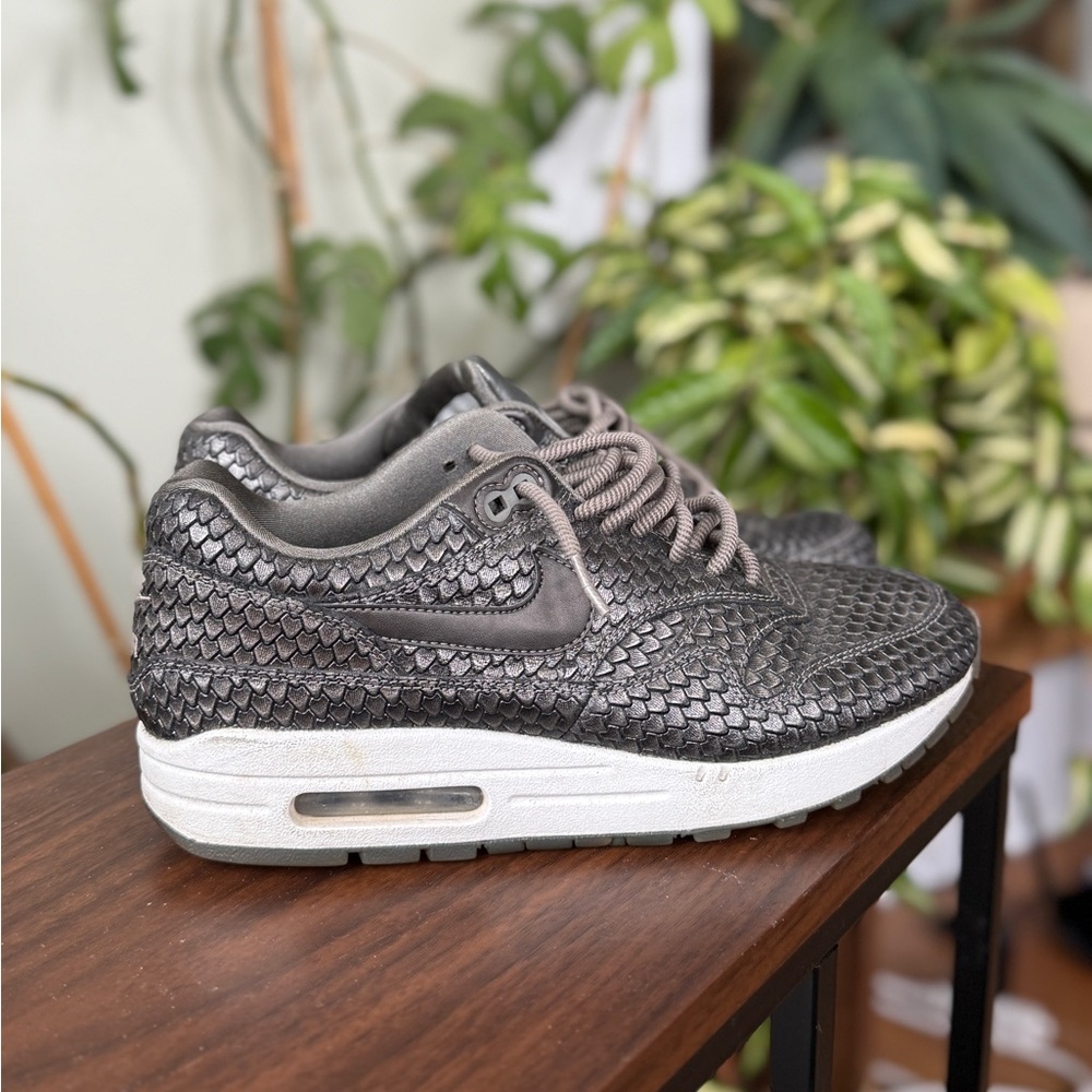 Nike Air Max 1 Reptile Metallic Pewter Silver Shoes